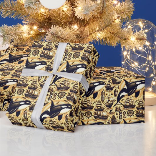  orka nautisch patroon cadeaupapier (Feestdagen)