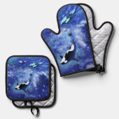Orka orka's Oven Mitt & Pot Holder Set (Voorkant / Achterkant)