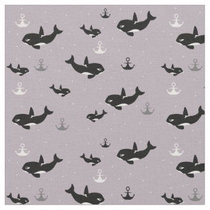 Orka Pattern - Schattigee orka Cartoon Patroon Stof