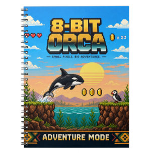 Orka, Retro 8-Bit Pixelkunst Notitieboek