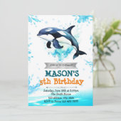 Orka verjaardagsuitnodiging kaart (Staand voorkant)