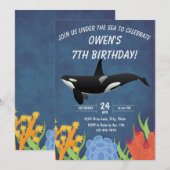 Orka verjaardagsuitnodiging kaart (Voorkant / Achterkant)