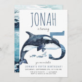 Orka vijfde verjaardag uitnodiging (Voorkant / Achterkant)