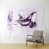 Orka walvis breekt Ultra Violet Wandkleed (In Situ (horizontaal))