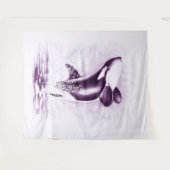 Orka walvis breekt Ultra Violet Wandkleed (Voorkant (horizontaal))