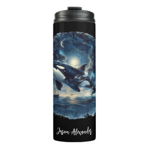Orka walvis zeilen nautische schip Drink tumbler Thermosbeker