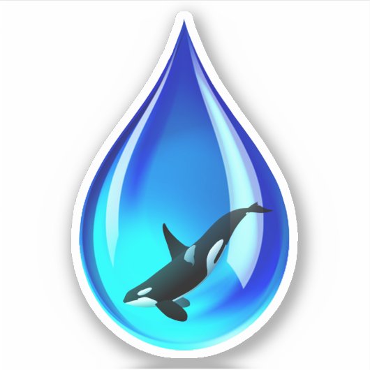 Orka Whale in Water Drop Sticker (Voorkant)