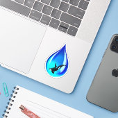 Orka Whale in Water Drop Sticker (Laptop met iPhone)
