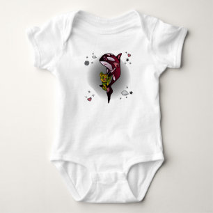 Orka Whale met Teddy Bear in Space Graphic Design Romper