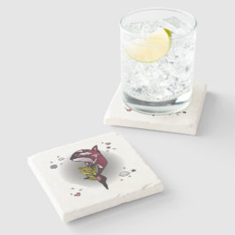 Orka Whale met Teddy Bear in Space Graphic Design Stenen Onderzetter