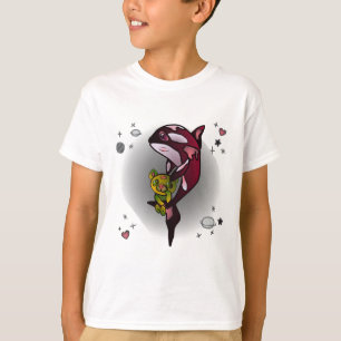 Orka Whale met Teddy Bear in Space Graphic Design T-shirt