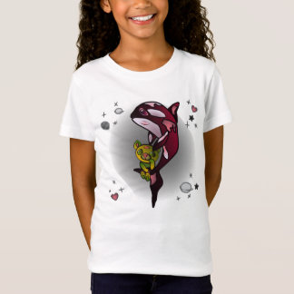 Orka Whale met Teddy Bear in Space Graphic Design T-shirt