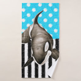 Orka Whale Polka Dot Blue Bad Handdoek