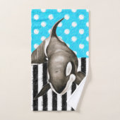 Orka Whale Polka Dot Blue Bad Handdoek (Handdoek)