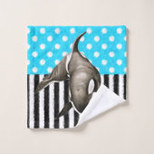 Orka Whale Polka Dot Blue Bad Handdoek (Wasdoekje)