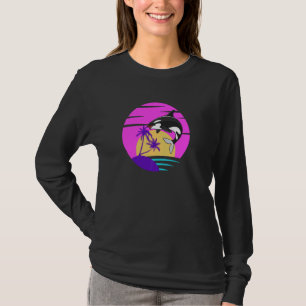 Orka Whale Sunset 80s Retro Pul Hoodie T-shirt