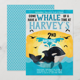 Orka Whale verjaardagsfeest uitnodiging
