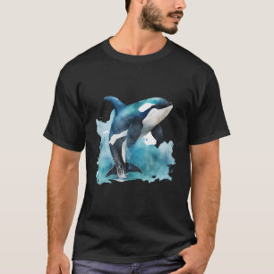 Orka Whale Waterverf Ocean Water Splash T-shirt