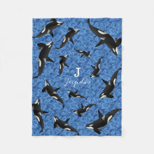 Orka Wild Killer Whale Pod Gepersonaliseerd Fleece Deken