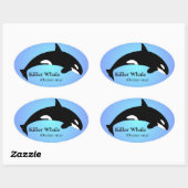 Orka Zwartvis Gradiënt Blauw Ovale Sticker (Vel)
