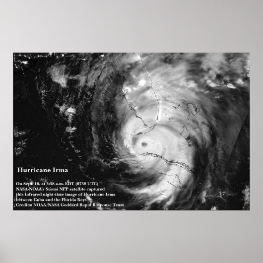 Orkaan Irma Infrarood Satellite Afbeelding Poster (Voorkant)