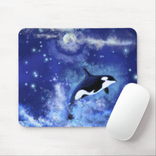 Orka's bij volle maan - Kunst tekening Muismat