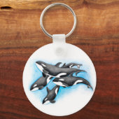 orka's in blauw sleutelhanger (Voorkant)