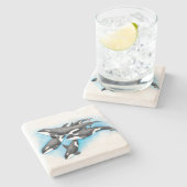 orka's in blauw stenen onderzetter (Zijkant)