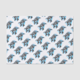 orka's in blauw tissuepapier