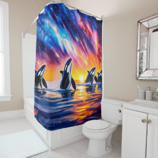 Orka's onder Galaxy Sky 02 Ontwerp door Rich AMeN Douchegordijn