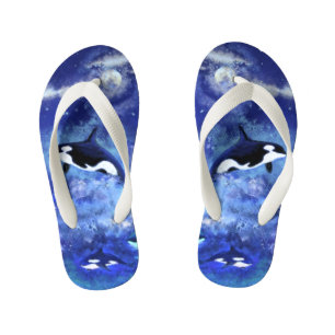 Orka's op Blauwe Volle Maan Kinder Teenslippers