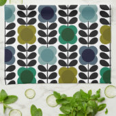 Orla Kiely Spot Bloemen Stem, Blauw Groen Theedoek (Gevouwen)