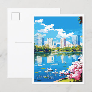 Orlando Beach Florida vintage reisillustratie Briefkaart