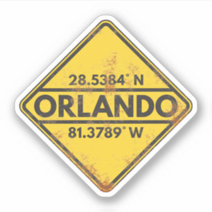  Orlando Coördinaten Rusty Metal Sign Sticker