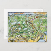 Orlando Florida Cartoon Map Briefkaart (Voorkant / Achterkant)