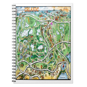 Orlando Florida Cartoon Map Notitieboek