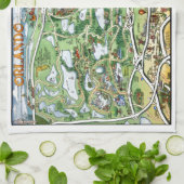 Orlando Florida Cartoon Map Theedoek (Gevouwen)