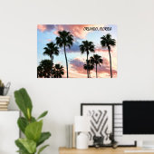Orlando, Florida Pink Clouds & Palm Trees Poster (Thuiskantoor)