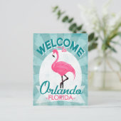 Orlando Florida Pink Flamingo - Retro Trav Briefkaart (Staand voorkant)