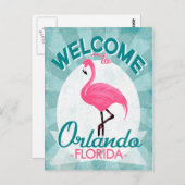 Orlando Florida Pink Flamingo - Retro Trav Briefkaart (Voorkant / Achterkant)
