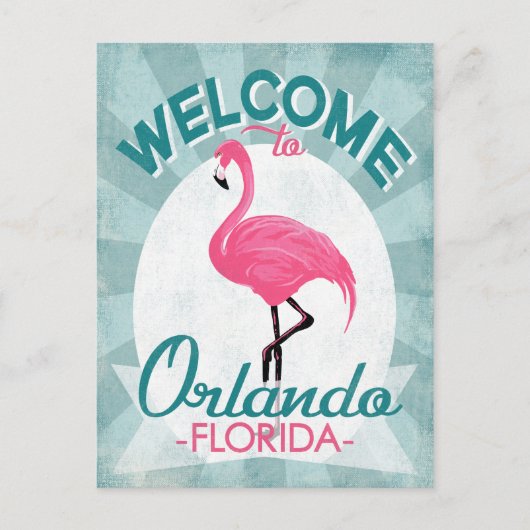 Orlando Florida Pink Flamingo - Retro Trav Briefkaart (Voorkant)