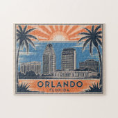 Orlando Florida Skyline Mid-Century stijl Legpuzzel (Horizontaal)