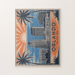 Orlando Florida Skyline Mid-Century stijl Legpuzzel