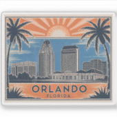 Orlando Florida Skyline Mid-Century  stijl Sticker (Voorkant)