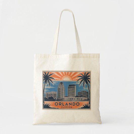 Orlando Florida Skyline Mid-Century  stijl Tote Bag (Voorkant)