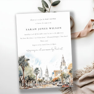 Orlando Florida Skyline Waterverf Baby shower Kaart