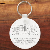 Orlando, Florida Stylized Skyline | Aangepaste slo Sleutelhanger (Voorkant)
