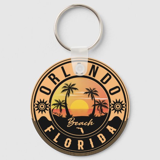 Orlando Florida tropische retro Sunset Souvenirs Sleutelhanger (Voorkant)