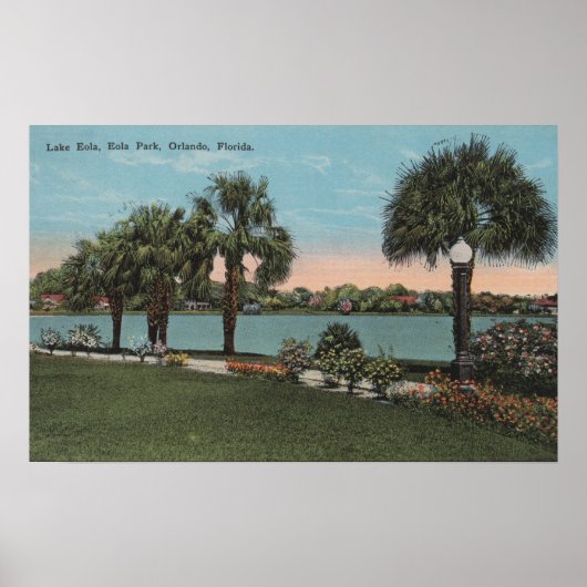 Orlando, Florida - Uitzicht van het meer van Eola Poster (Voorkant)