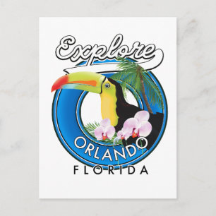 Orlando Florida verken retro logo. Briefkaart
